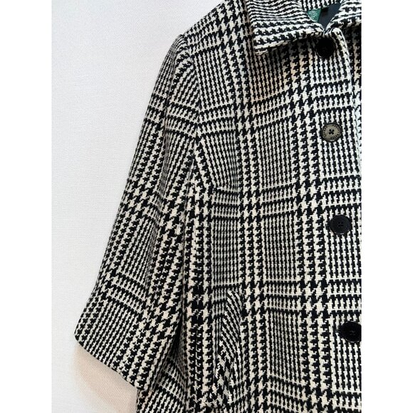 Lauren Ralph Lauren Women's Wool Coat Size 16W Black White Houndstooth Plaid - Picture 7 of 12